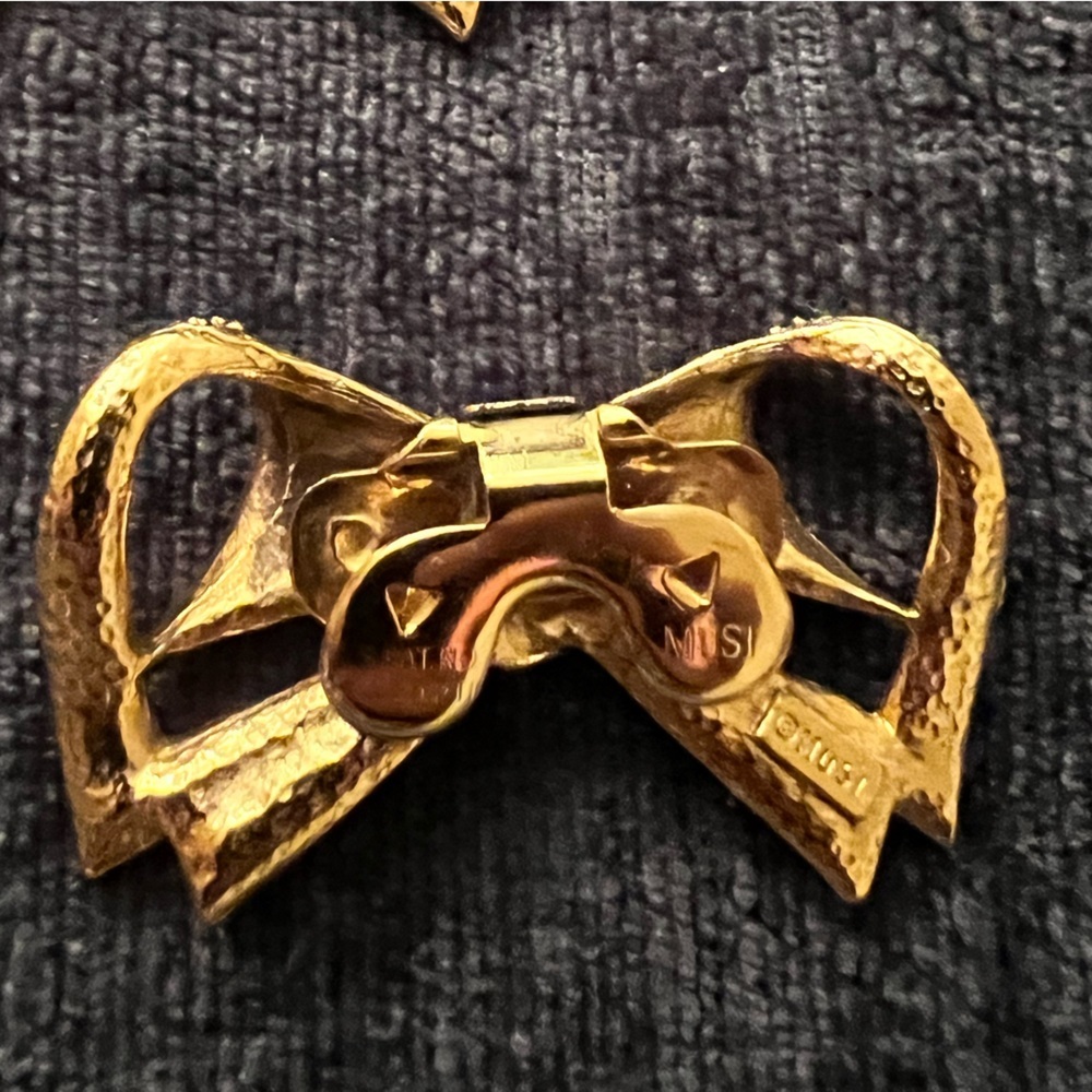 Vintage MUSI Bow Shoe Clips Goldtone - Picture 5 of 8